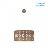 Distribuidor - Lâmpadas Diversas | Colgantes Moderno | COLGANTE KATERINA 2XE27 CUERO/MADERA OSCURA REGX50X50 CM Ref: 177995084
